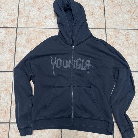 YoungLA Other - Black youngla Zip-Up Hoodie with Graphic Print